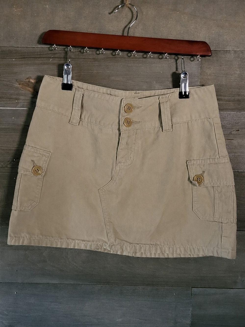 Vintage Y2k Tan Mini Cargo Skirt Size 3